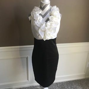 Xscape formal black and white dress.